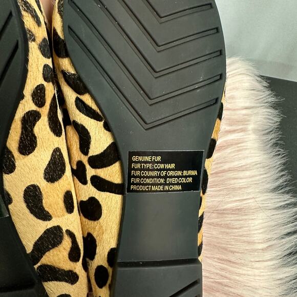 ME TOO Audra 9 Genuine Calf Hair Suede Loafer Flats Leopard Print Tan Size 4M - Picture 3 of 5